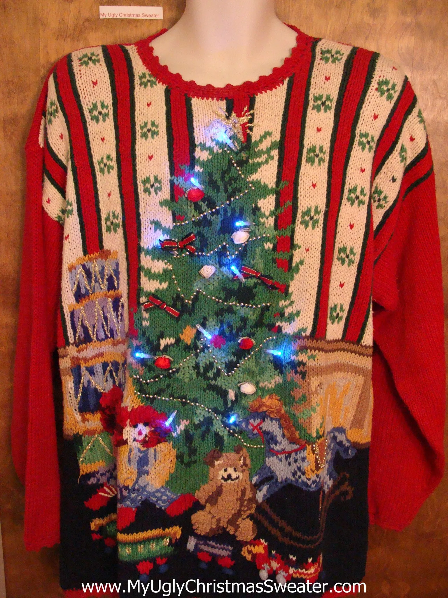 80s Horrible Ugly Christmas Sweater with Lights