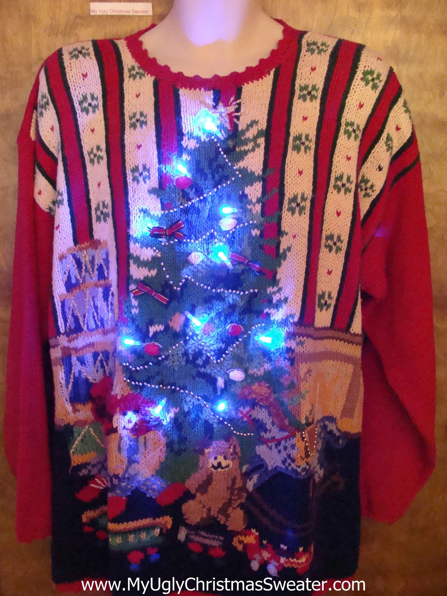 80s Horrible Ugly Christmas Sweater with Lights