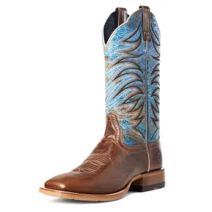 Ariat Men's Brown Firecatcher Broad Square Toe Western Boots with Blue Tops