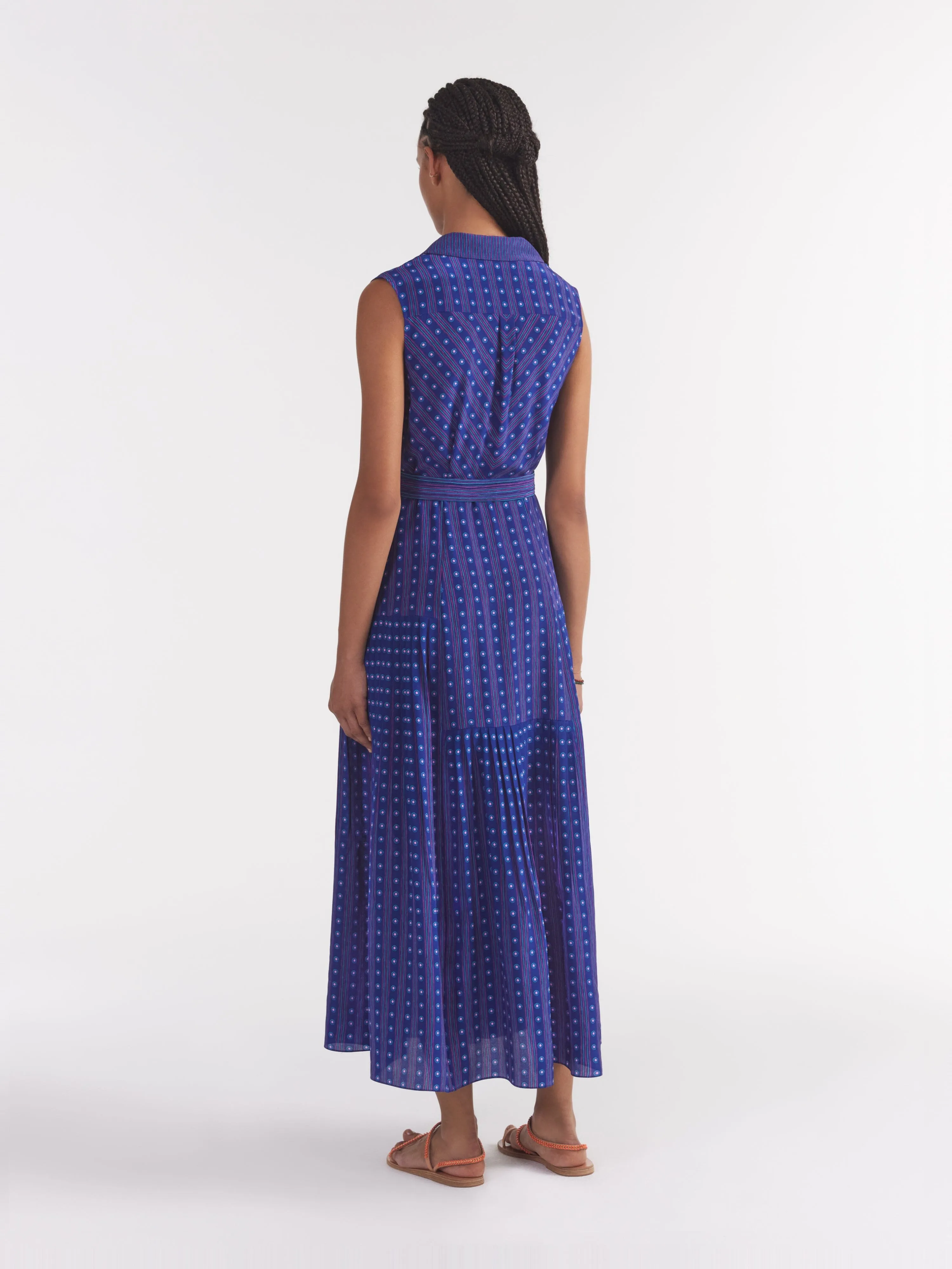 Arya B Dress in Polka Indigo