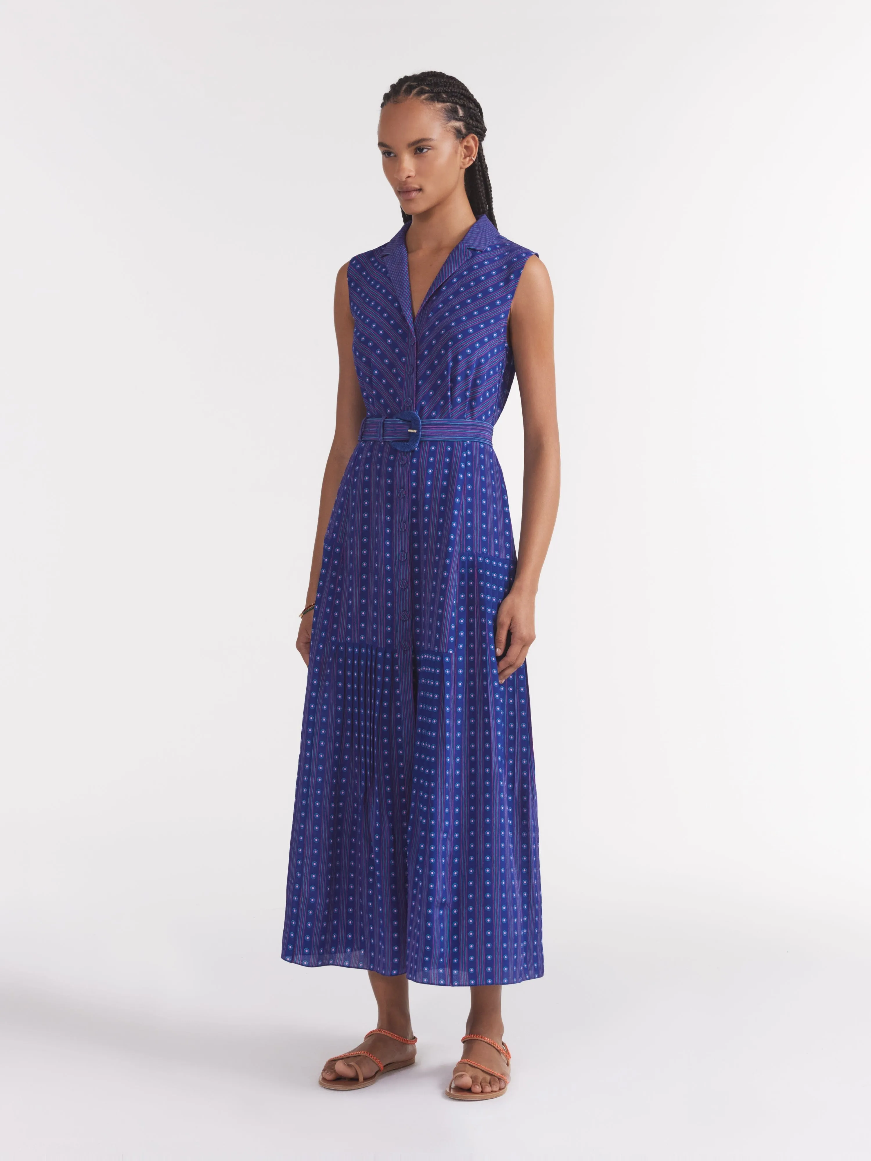 Arya B Dress in Polka Indigo