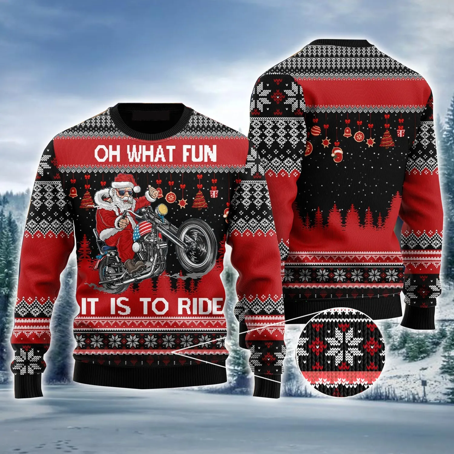 Biker Motorcycle Lover Xmas Ugly Sweater, Christmas Ugly Sweater, Santa Claus Ugly Sweater For Men & Women - Perfect Gift For Biker