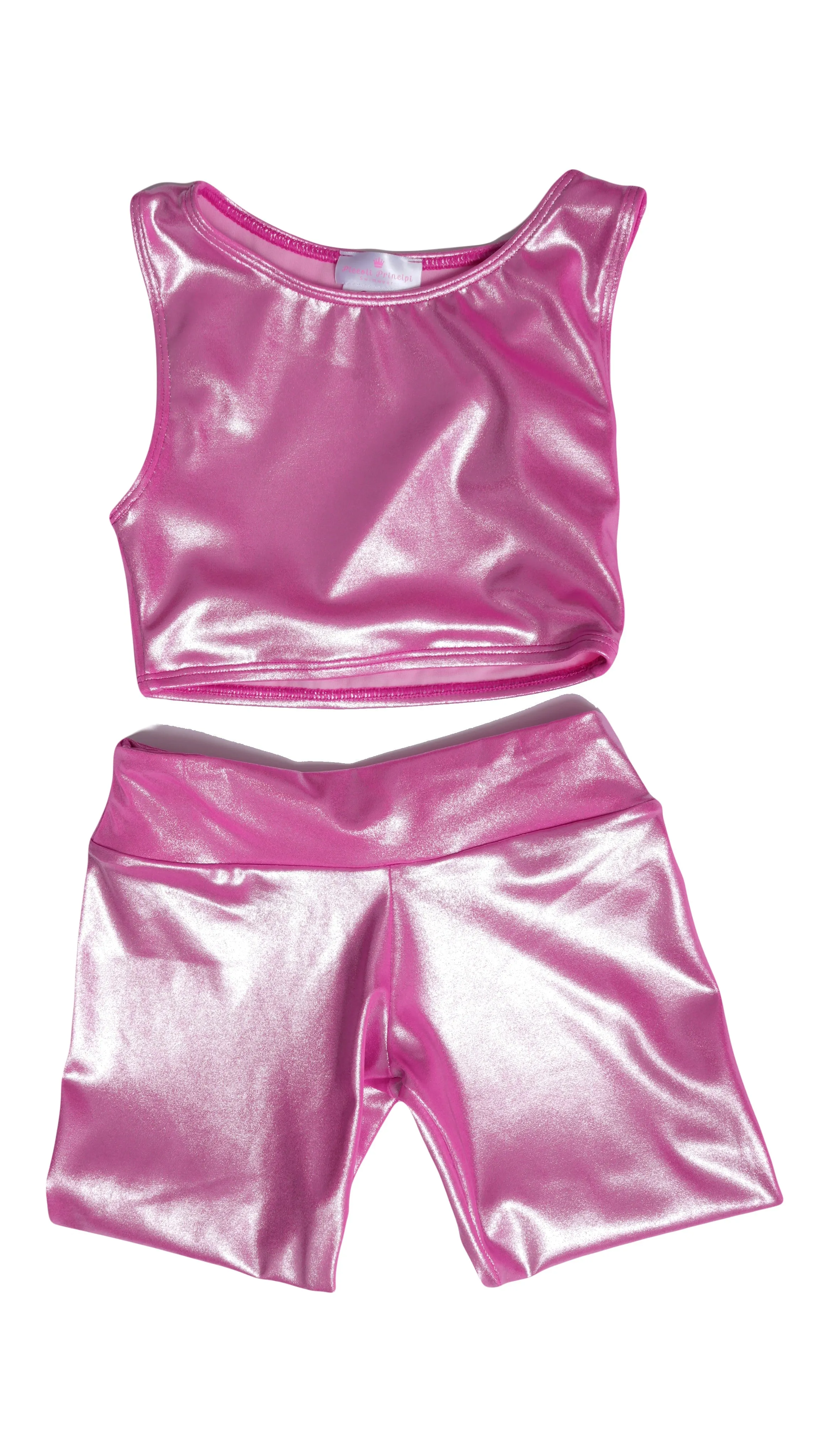 Biker Shorts  And Top Glossy Pink