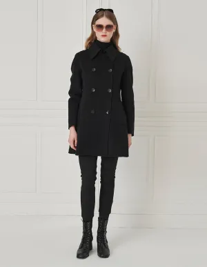 BORA AKSU Lapel Double-Breasted Waisted Woolen Coat