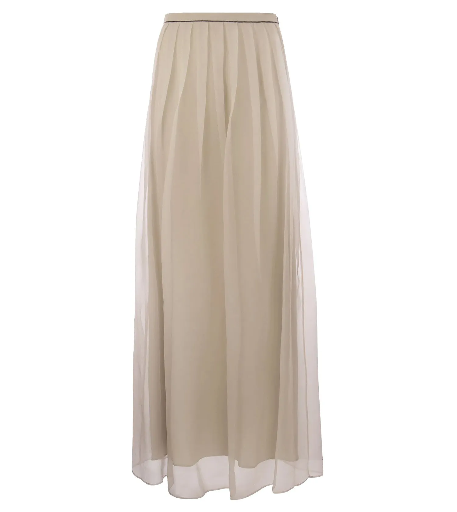 BRUNELLO CUCINELLI Monili-Detail Crispy Silk Layers Maxi Skirt