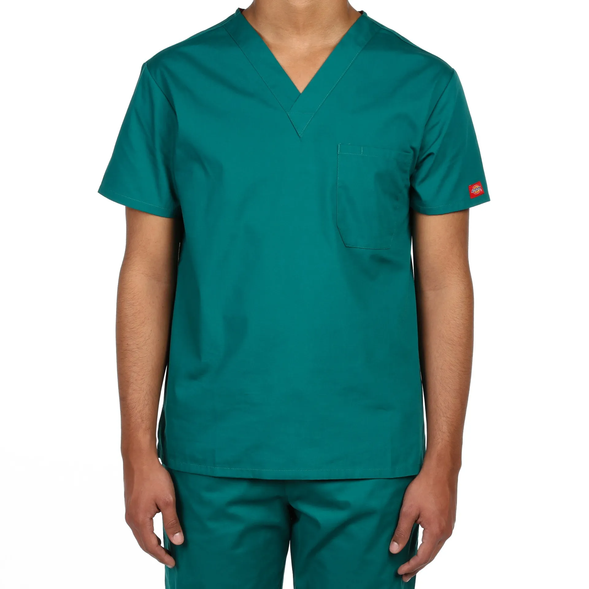 Dickies Unisex V-Neck One Pocket Scrub Top - Hunter Green