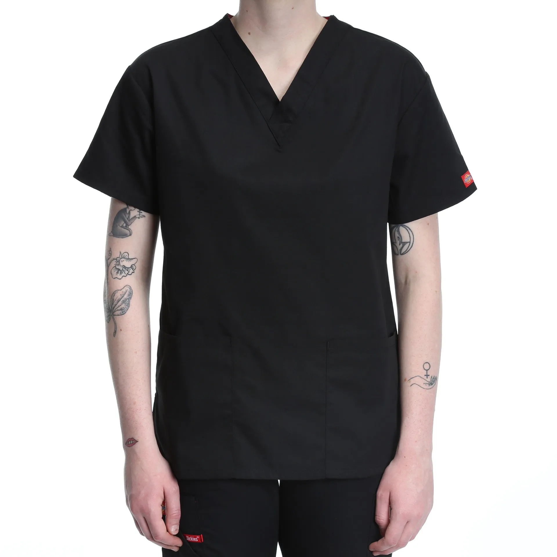 Dickies Women's Two Pocket V-Neck Scrub Top - Black