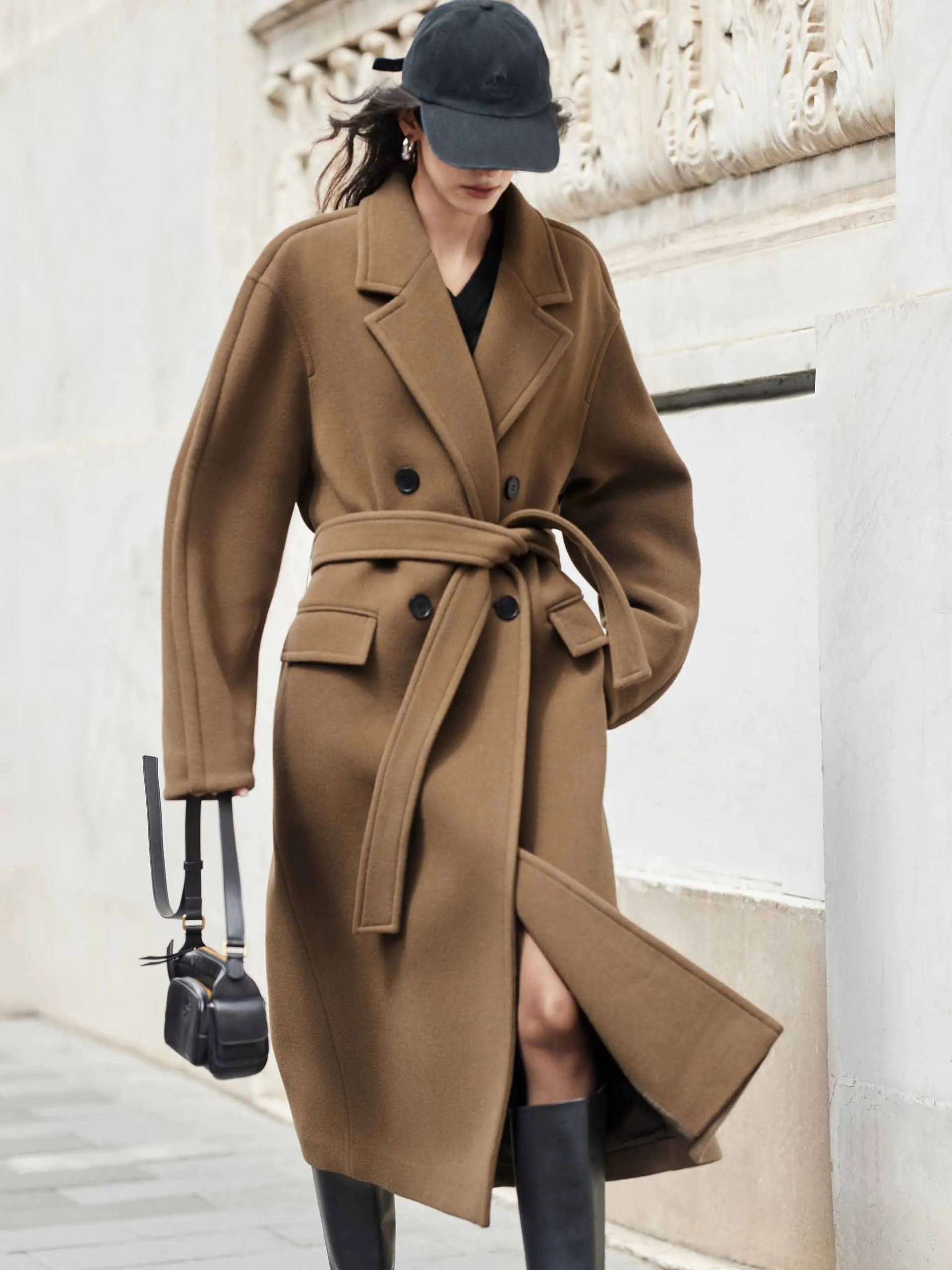 Double Breasted Belted Coat