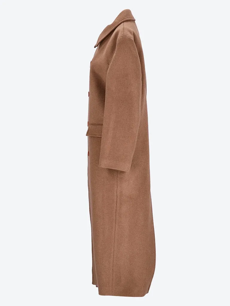 Double breasted brushed wool coat