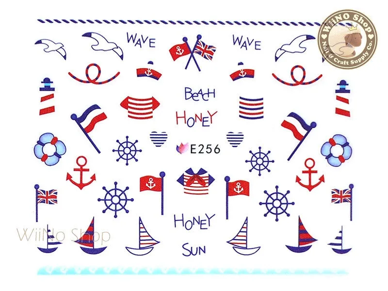 E256 Summer Sailor Nail Sticker Nail Art - 1 pc