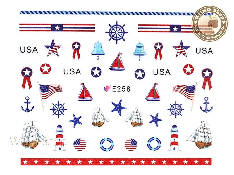 E258 Sailor Anchor Nail Sticker Nail Art - 1 pc