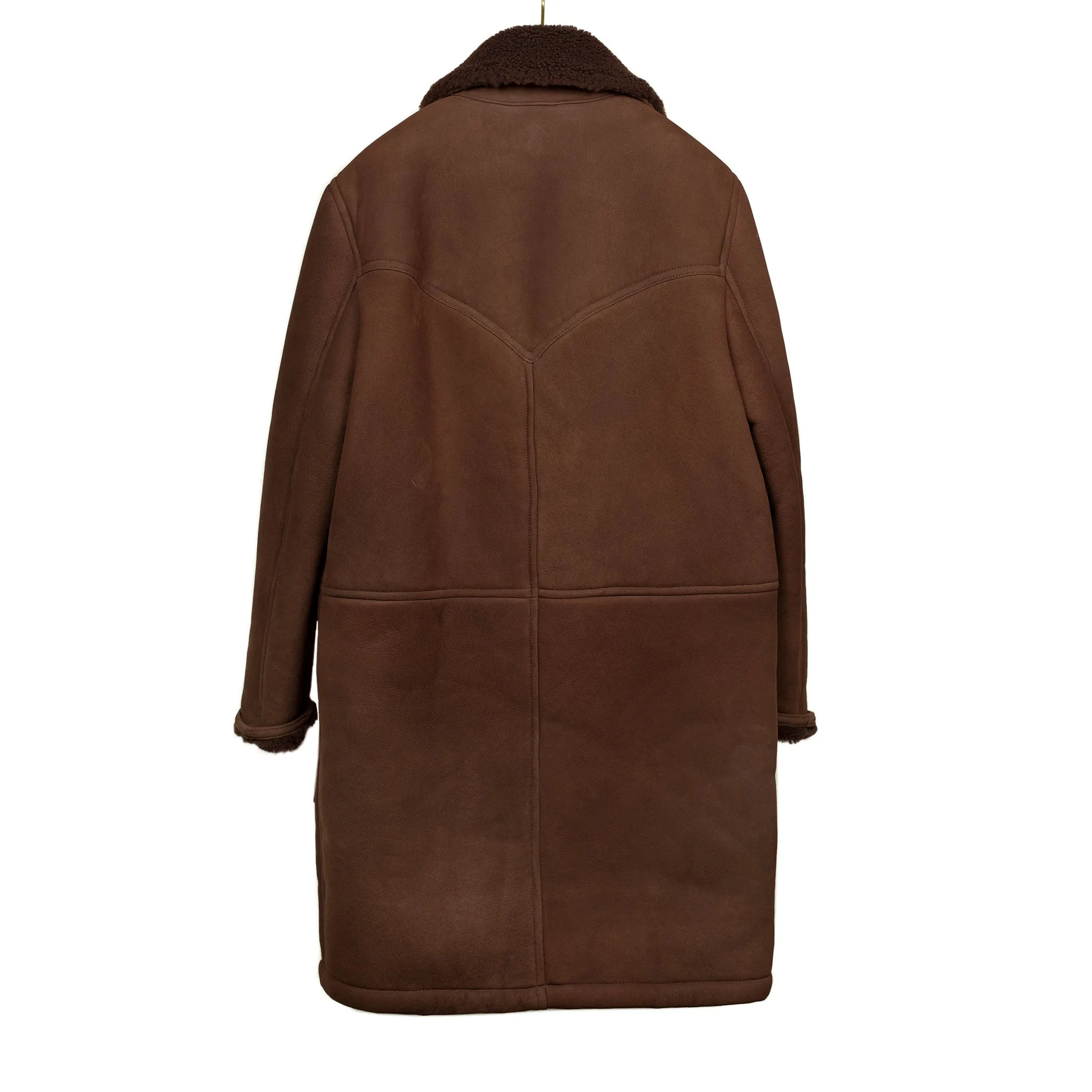 Exclusive "Redford" shearling rancher coat in brown suede