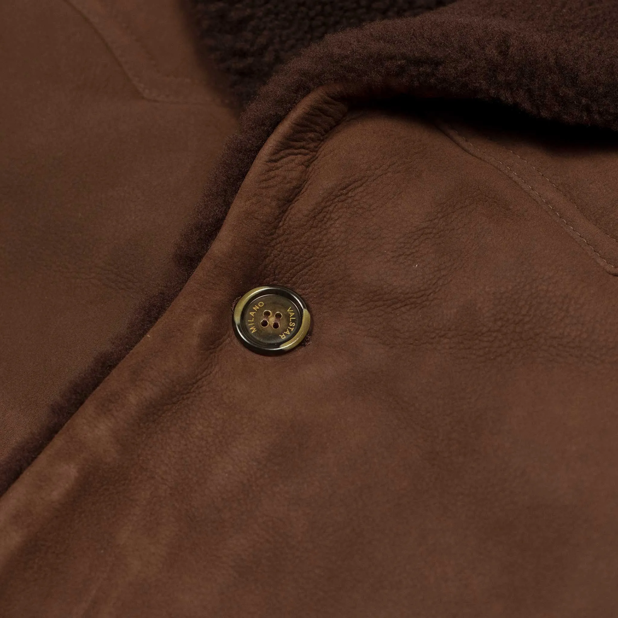 Exclusive "Redford" shearling rancher coat in brown suede