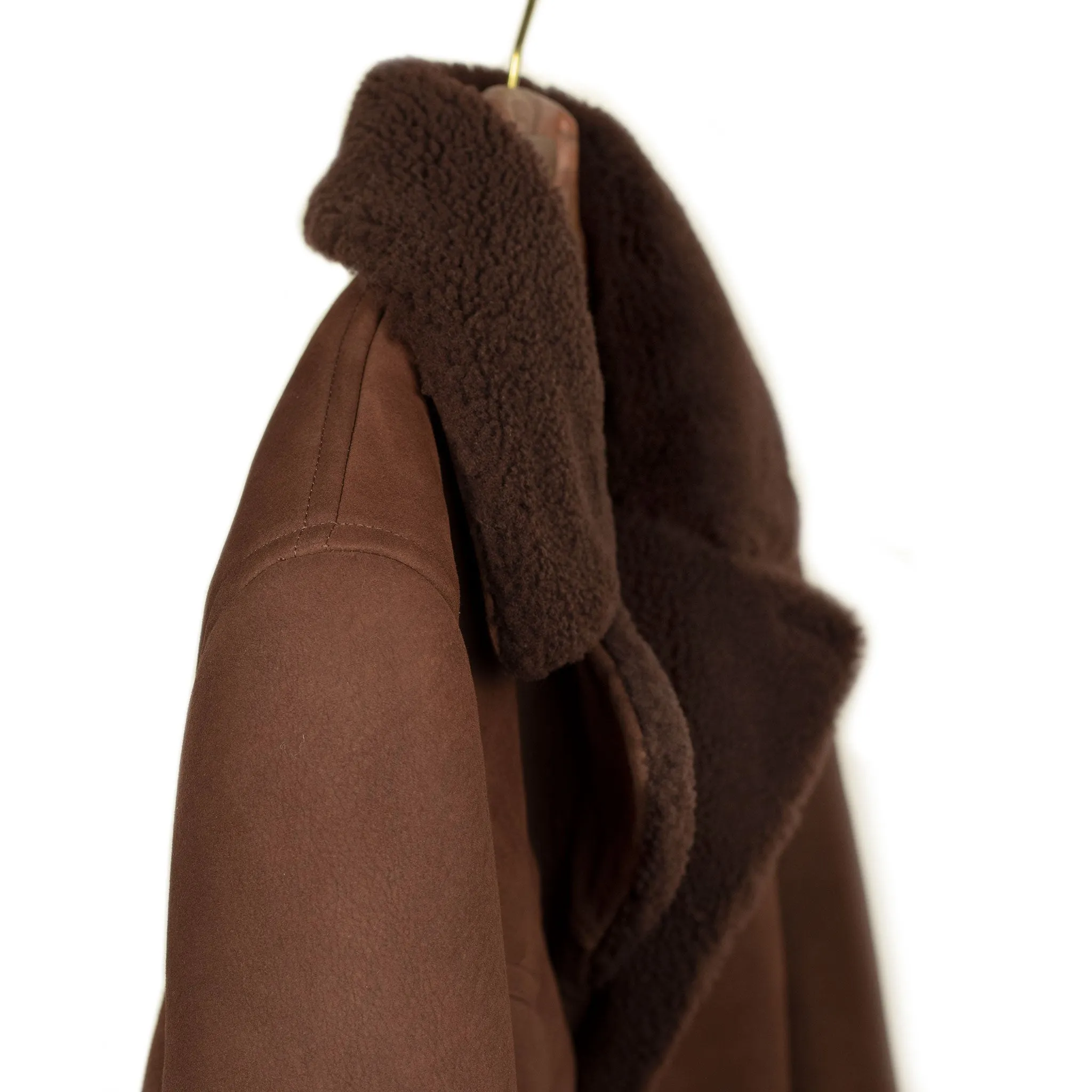 Exclusive "Redford" shearling rancher coat in brown suede