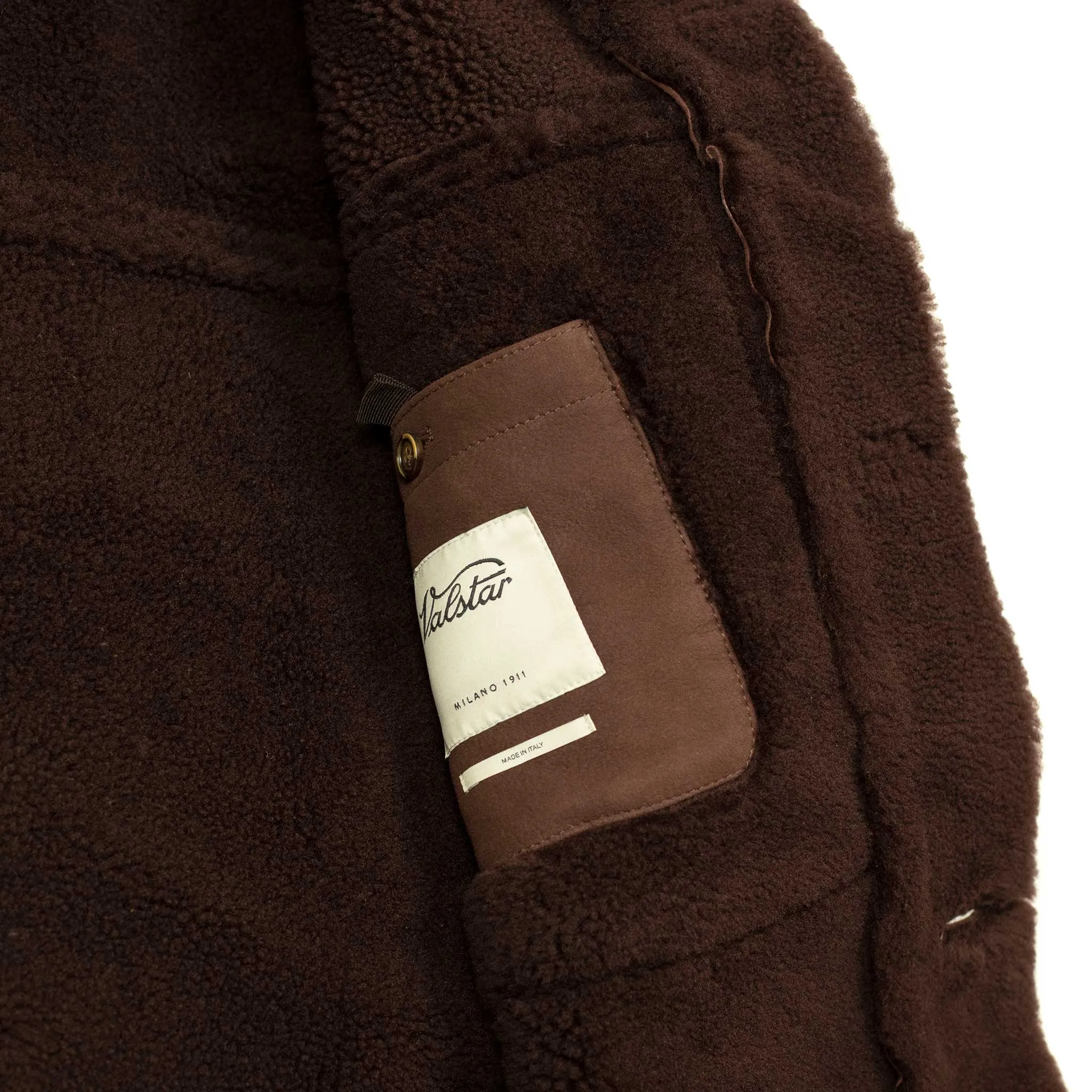 Exclusive "Redford" shearling rancher coat in brown suede