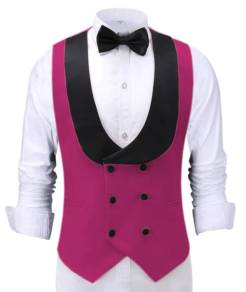 Fashion Men's Suit Vest Regular Fit Shawl Lapel Waistcoat For Wedding