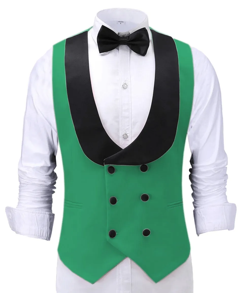 Fashion Men's Suit Vest Regular Fit Shawl Lapel Waistcoat For Wedding