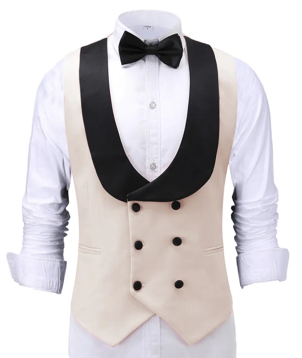 Fashion Men's Suit Vest Regular Fit Shawl Lapel Waistcoat For Wedding