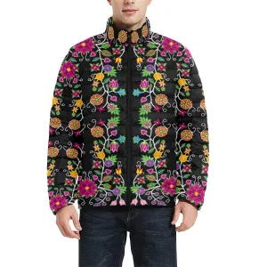 Floral Beadwork Men's Stand Collar Padded Jacket