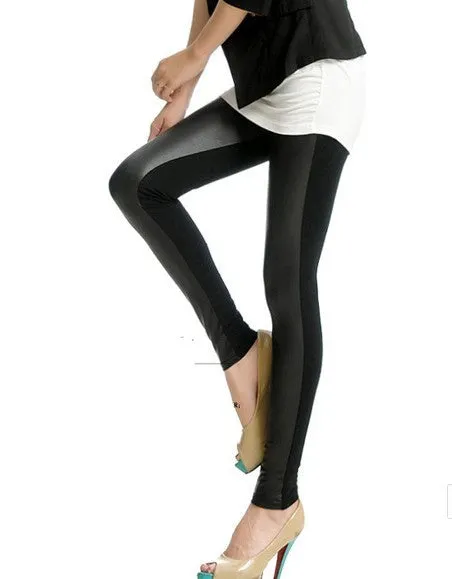 Four leather stitching leather leggings nine points FREE SHIPPING