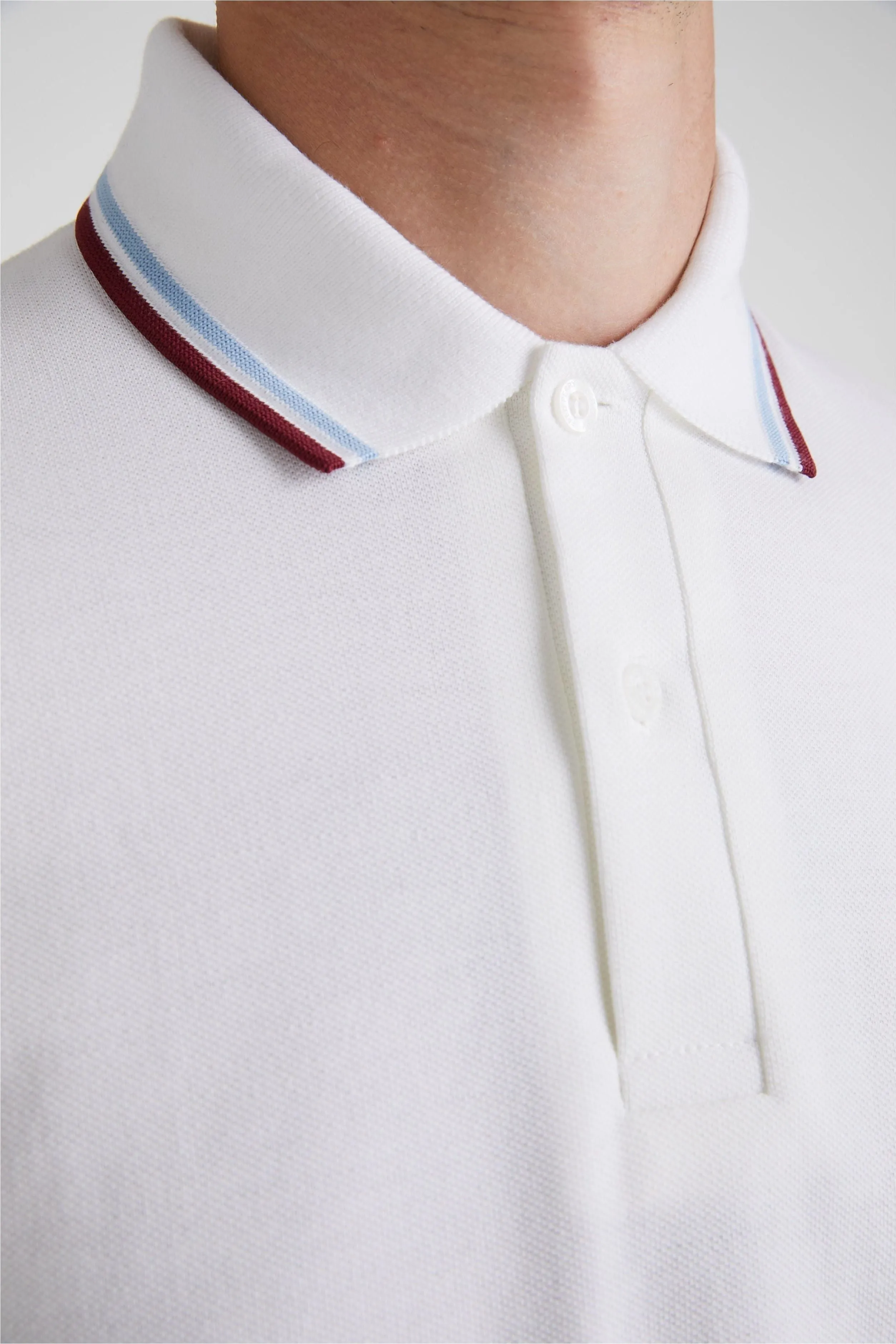 Fred Perry - M12 Made in England Twin Tipped White / Ice / Maroon - Polo