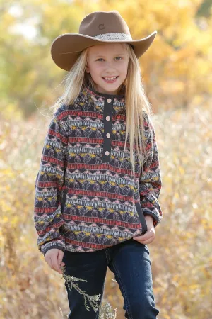 GIRLS CACTUS PRINT FLEECE PULLOVER