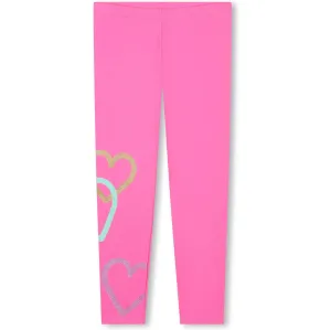 Girls Pink Heart Leggings