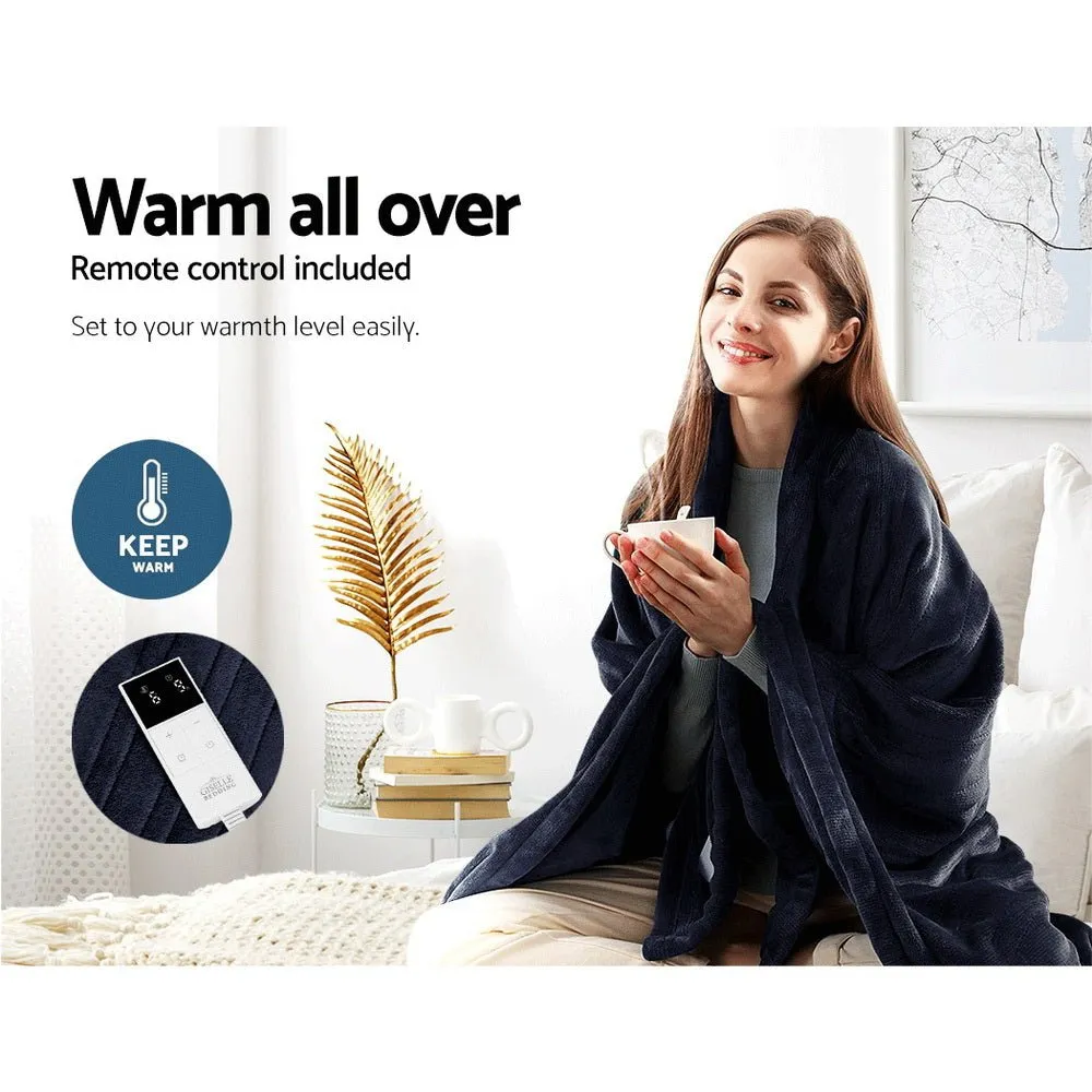 Heated Electric Throw Rug Fleece Sunggle Blanket Washable Charcoal