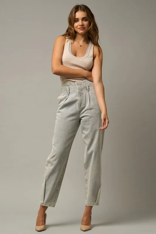 Hot Girl Denim Lab High Waist Balloon Jeans In Light Wash