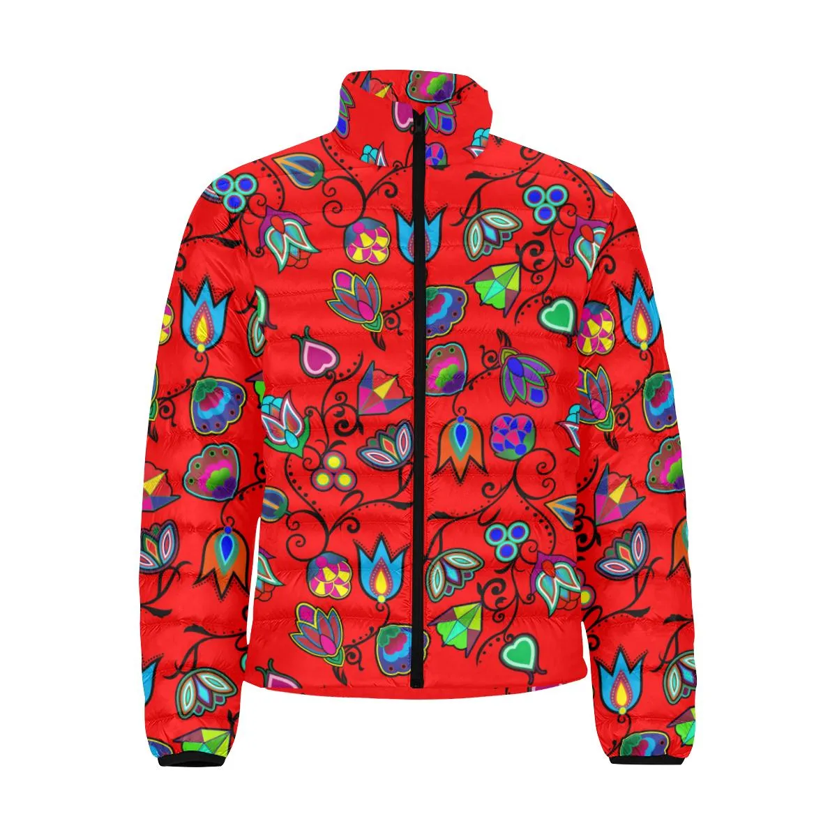 Indigenous Paisley Dahlia Men's Stand Collar Padded Jacket