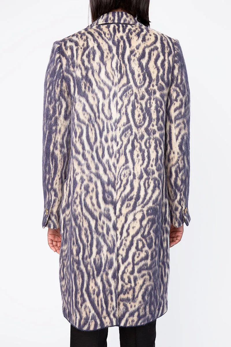 Jacquard Coat in Violet Animal Print