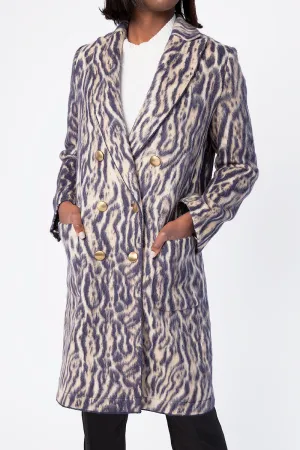 Jacquard Coat in Violet Animal Print