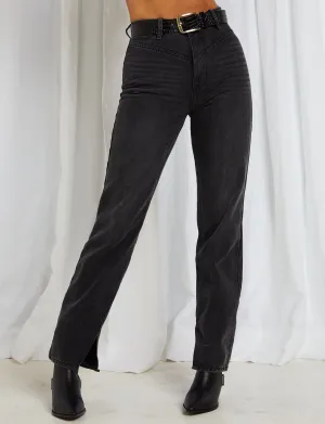 Joan Straight Leg Jean - Washed Black