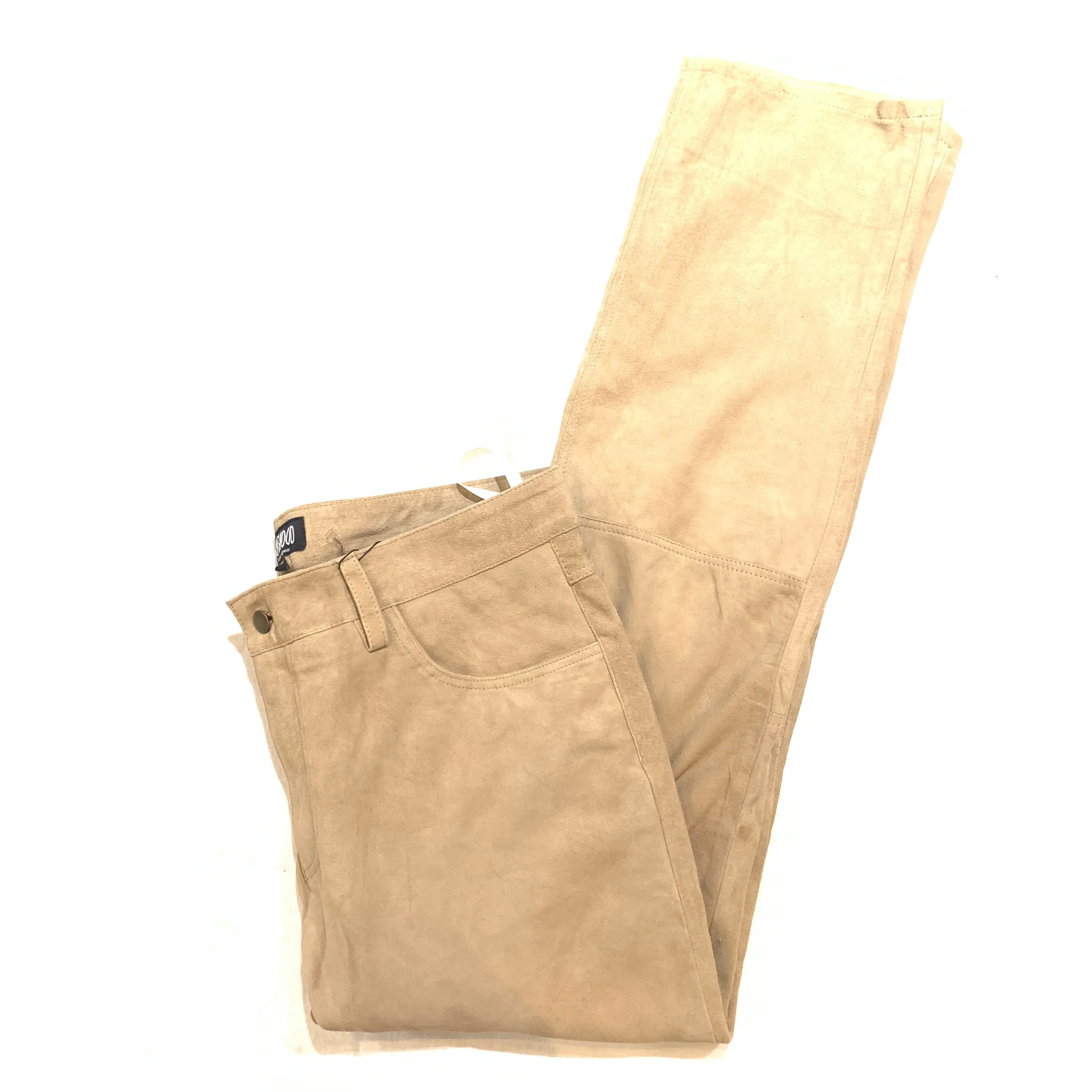 Kashani Men's Beige Suede Straight Cut Pants