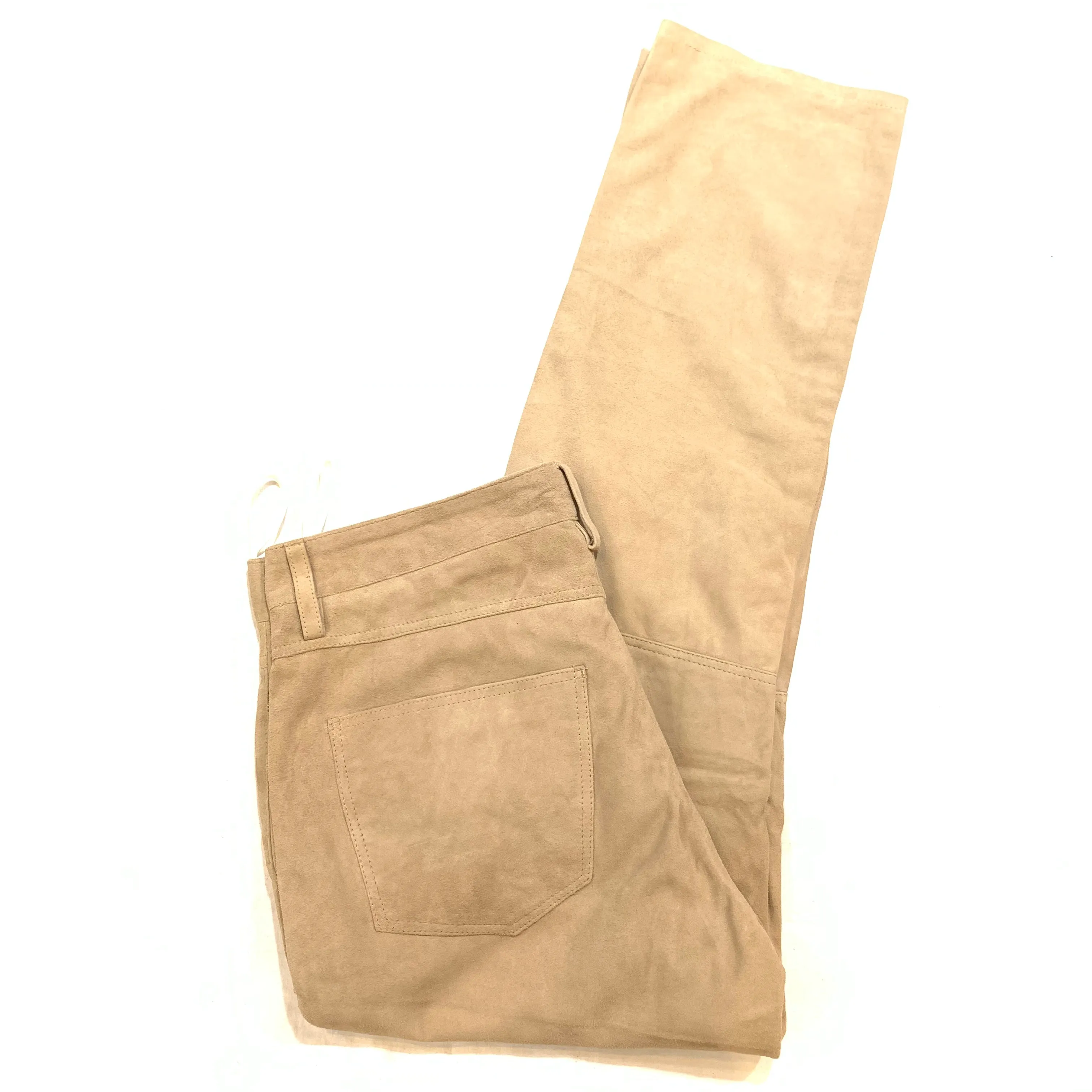 Kashani Men's Beige Suede Straight Cut Pants