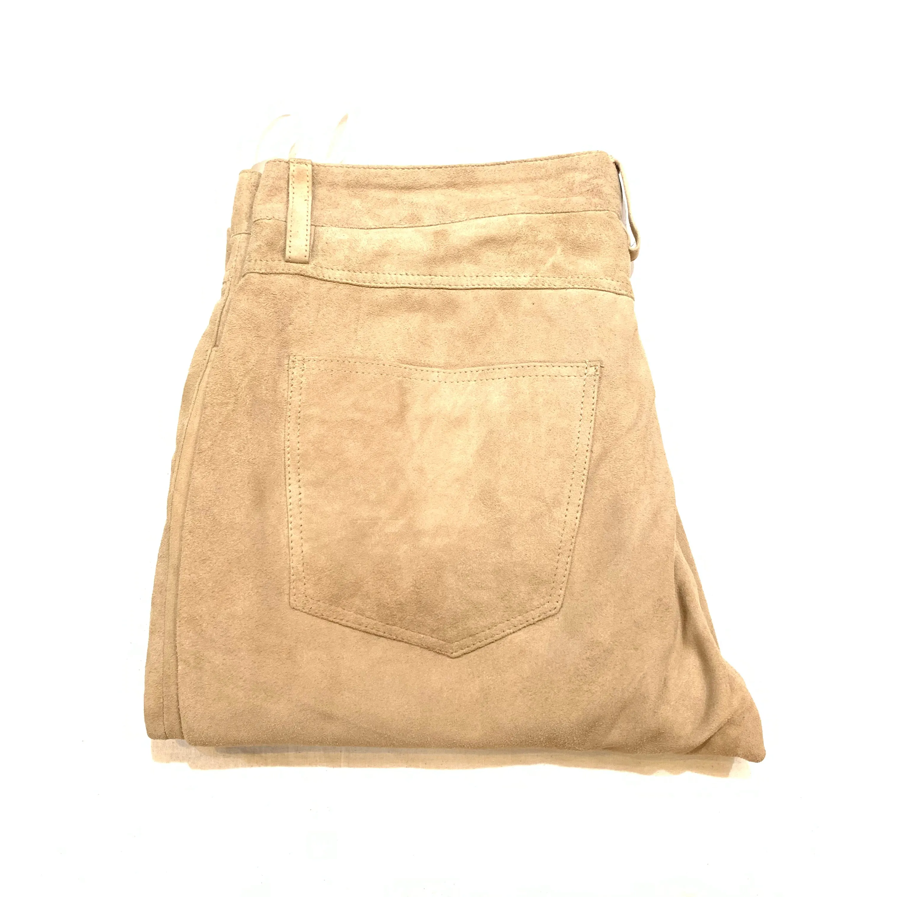 Kashani Men's Beige Suede Straight Cut Pants