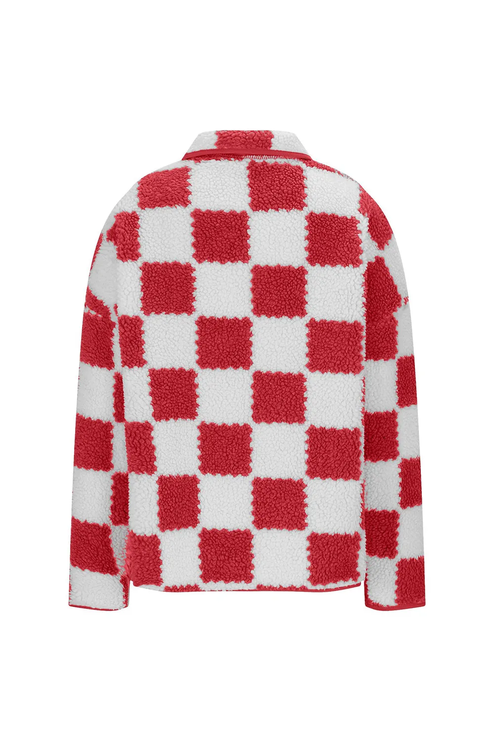 kesley Checkered Snap Down Long Sleeve Teddy Jacket