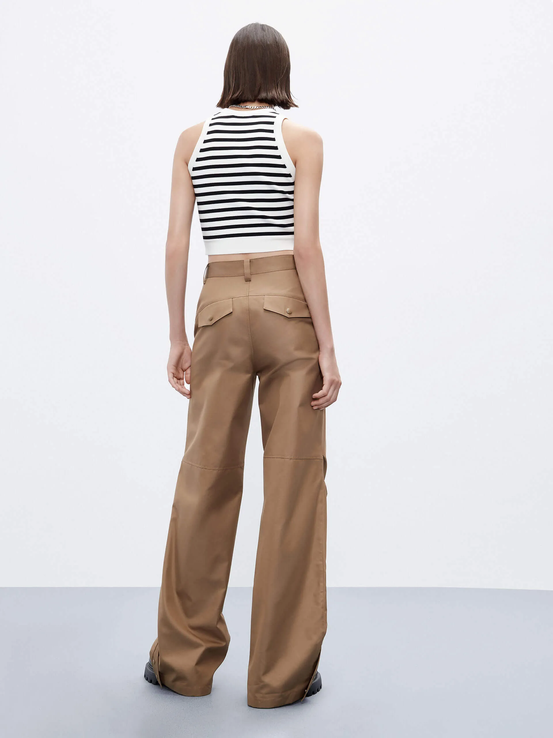 Knee Pleated Straight Pants