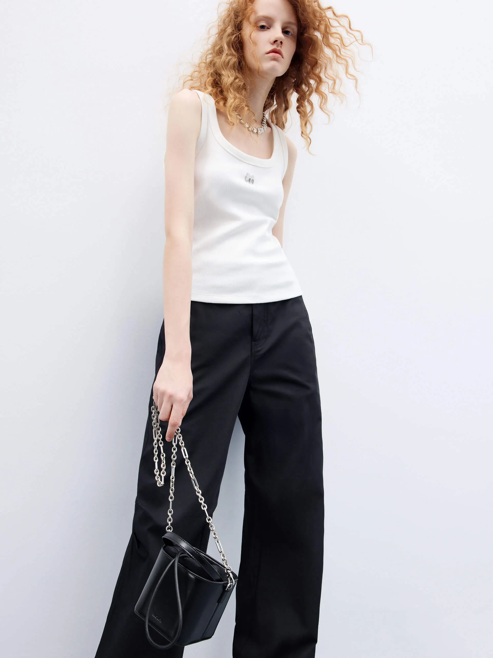 Knee Pleated Straight Pants