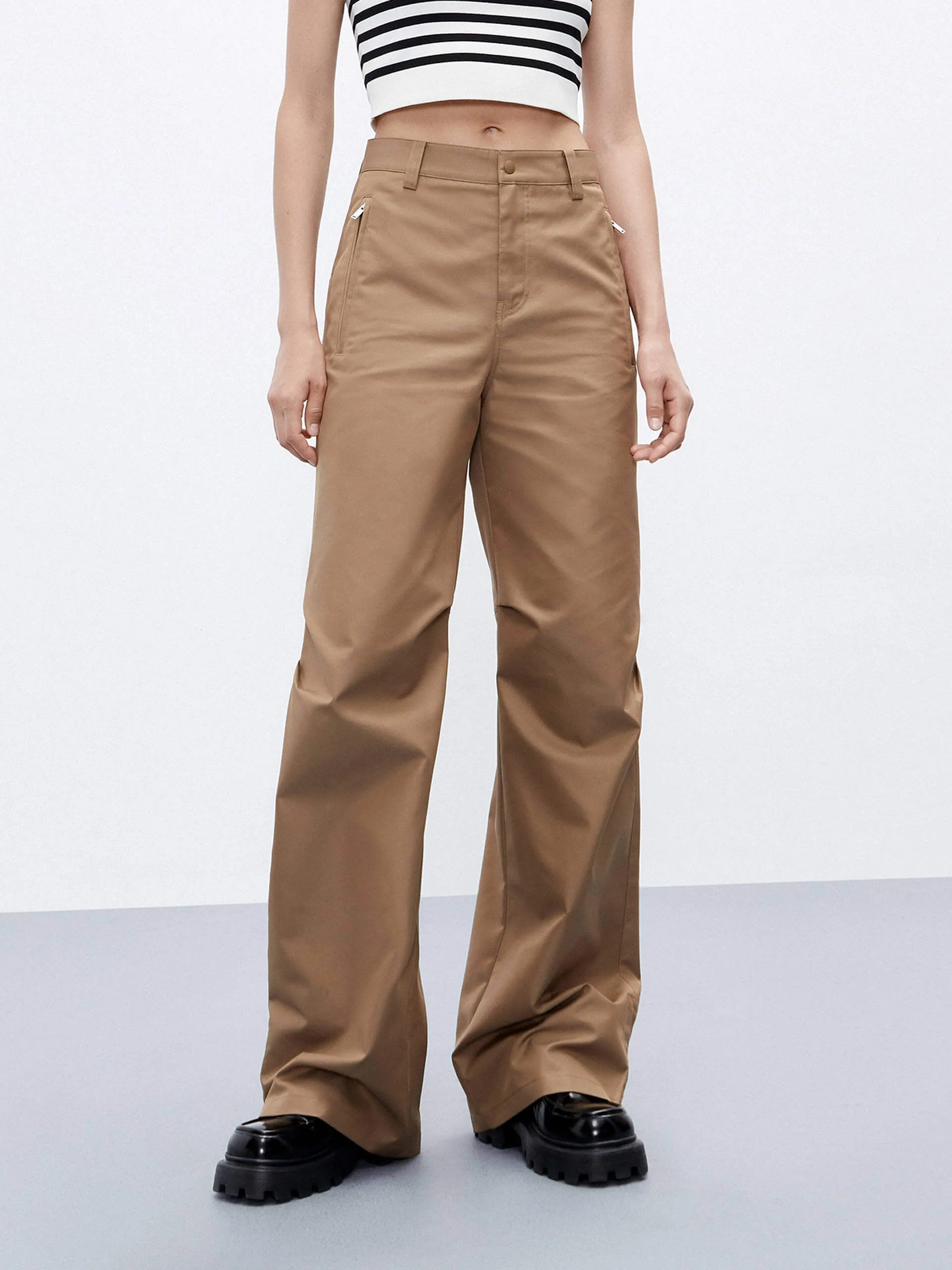 Knee Pleated Straight Pants