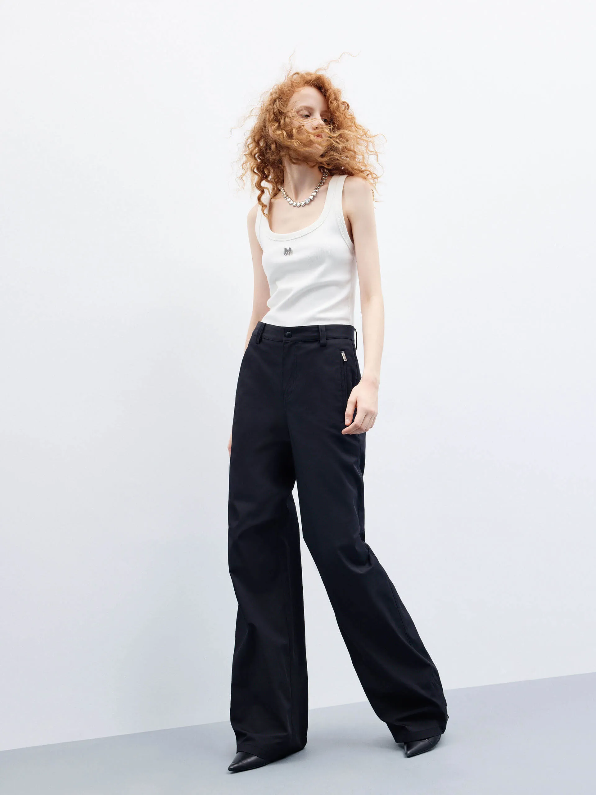 Knee Pleated Straight Pants