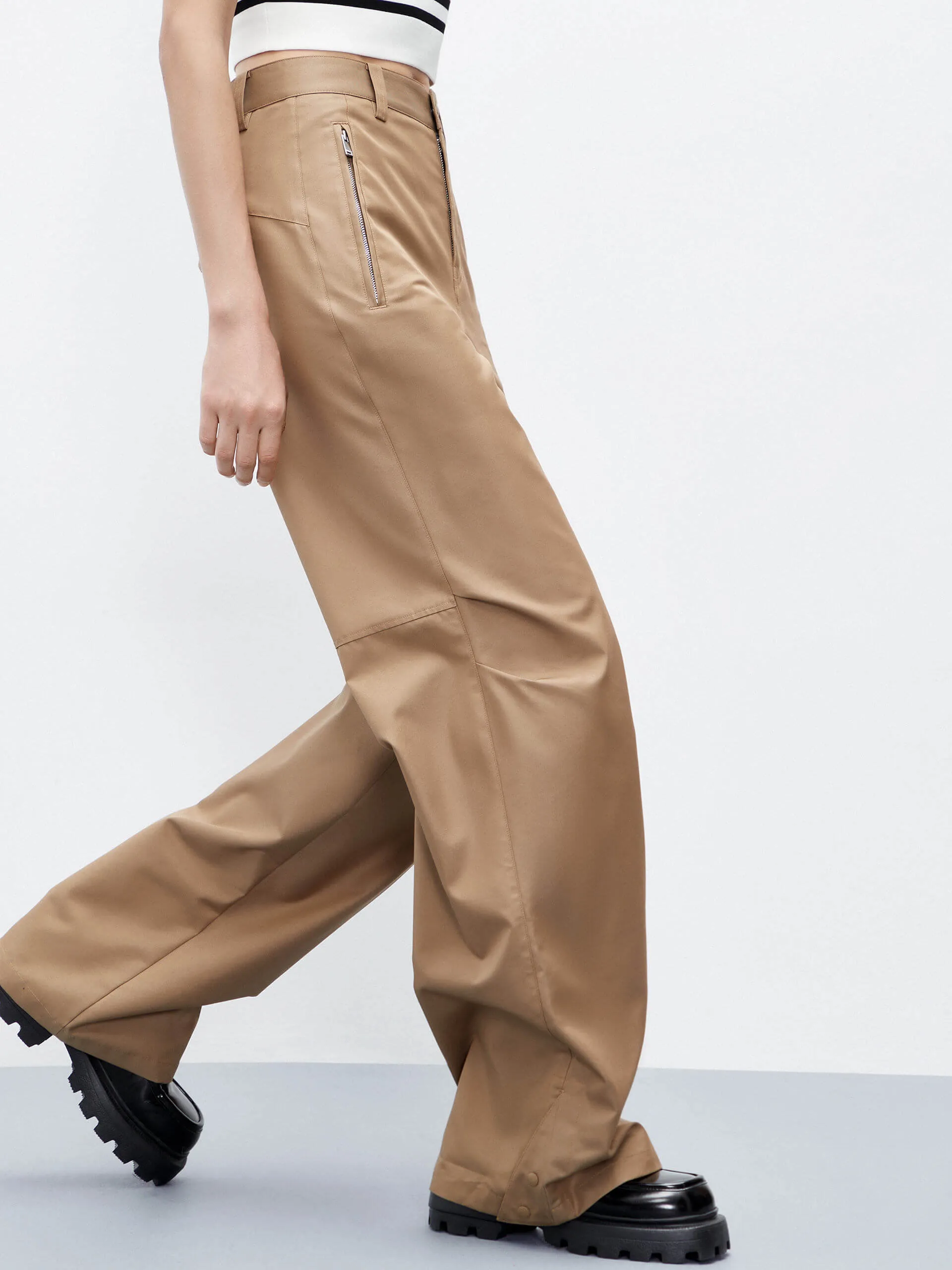 Knee Pleated Straight Pants