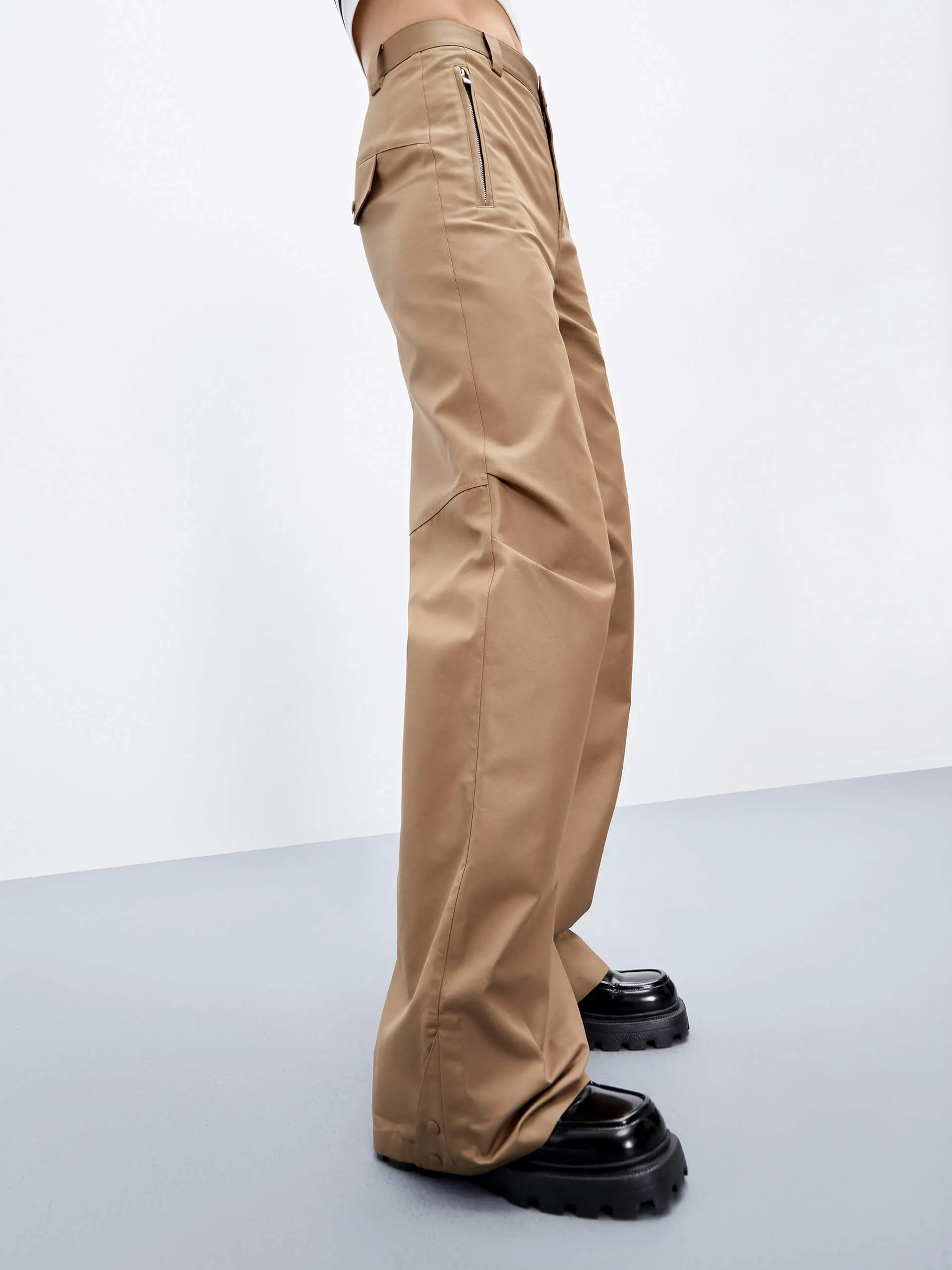 Knee Pleated Straight Pants