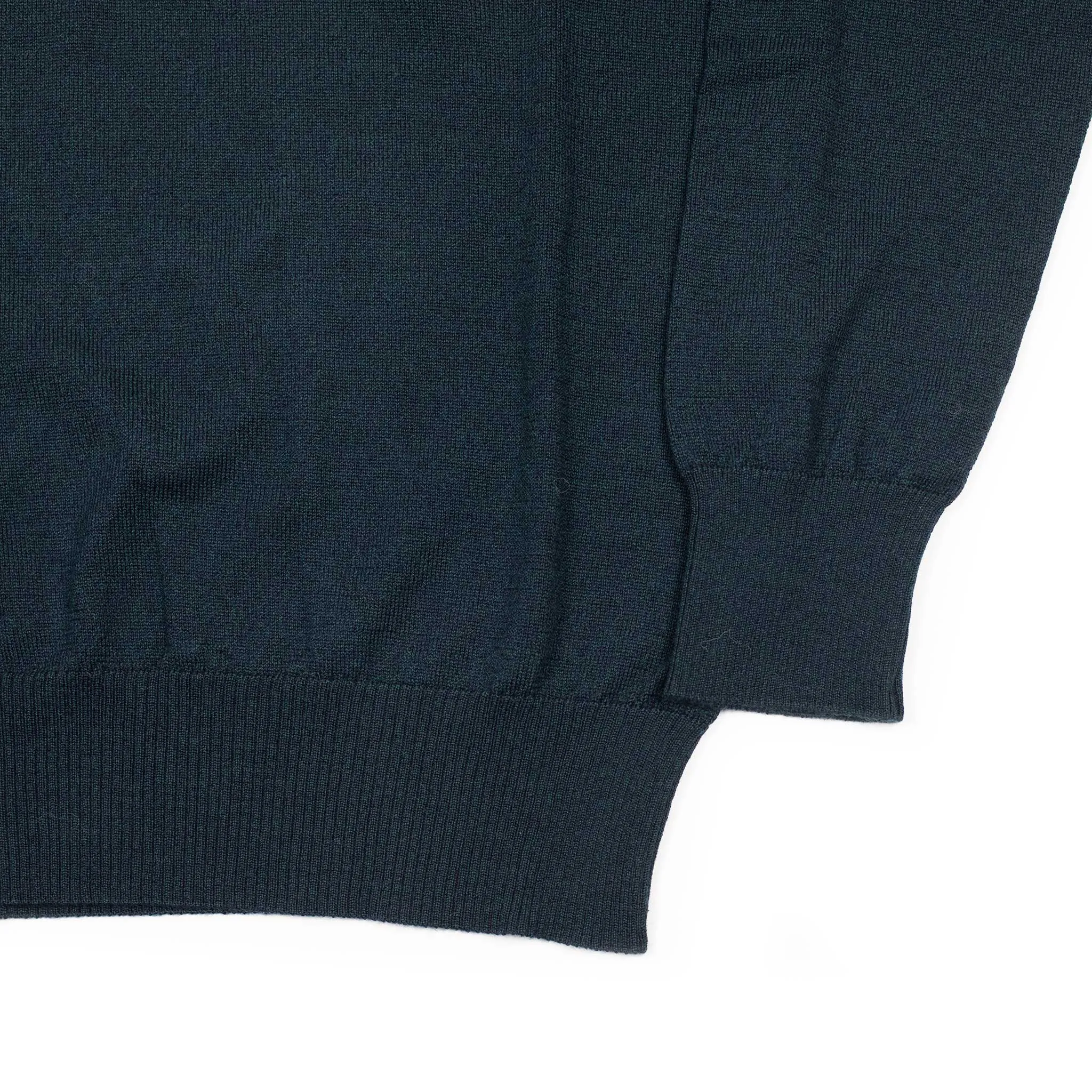 Knit long sleeve polo in petrol melange merino wool (restock)