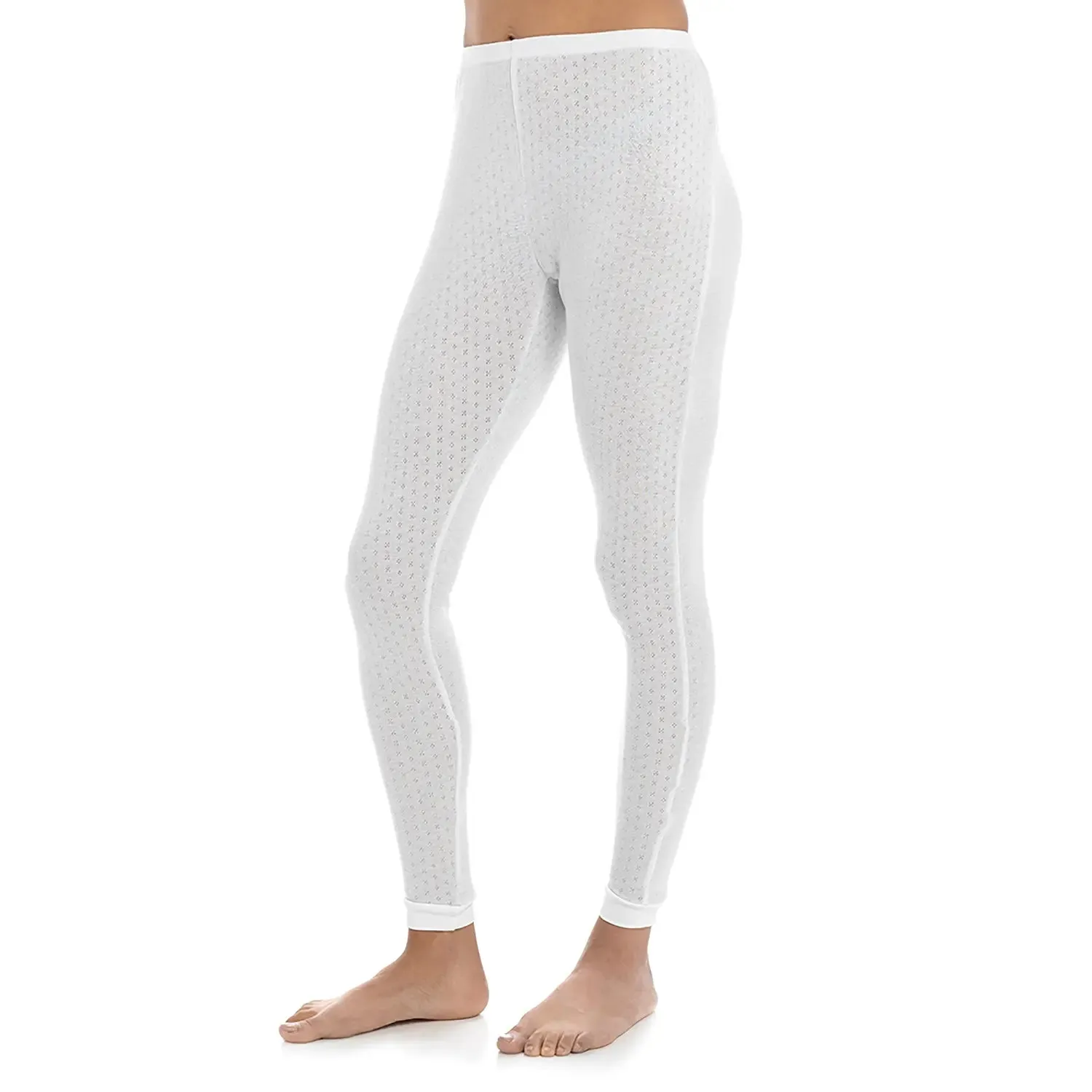 Ladies Thermal Leggings White Pointelle Extra Warm Base Layer