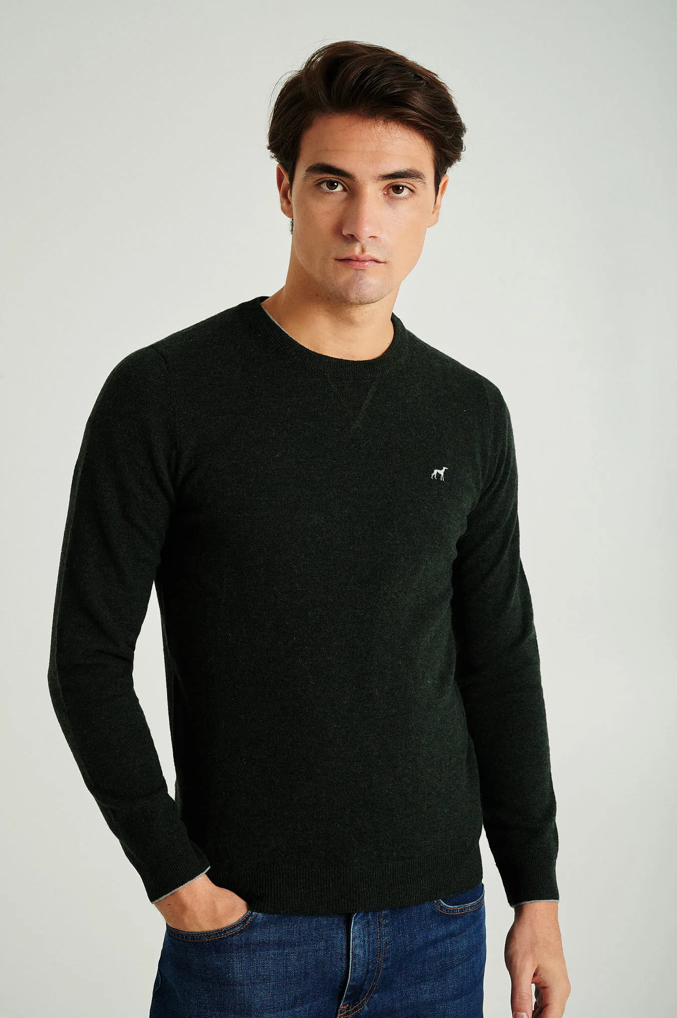 Men's lambswool blend crew neck sweater