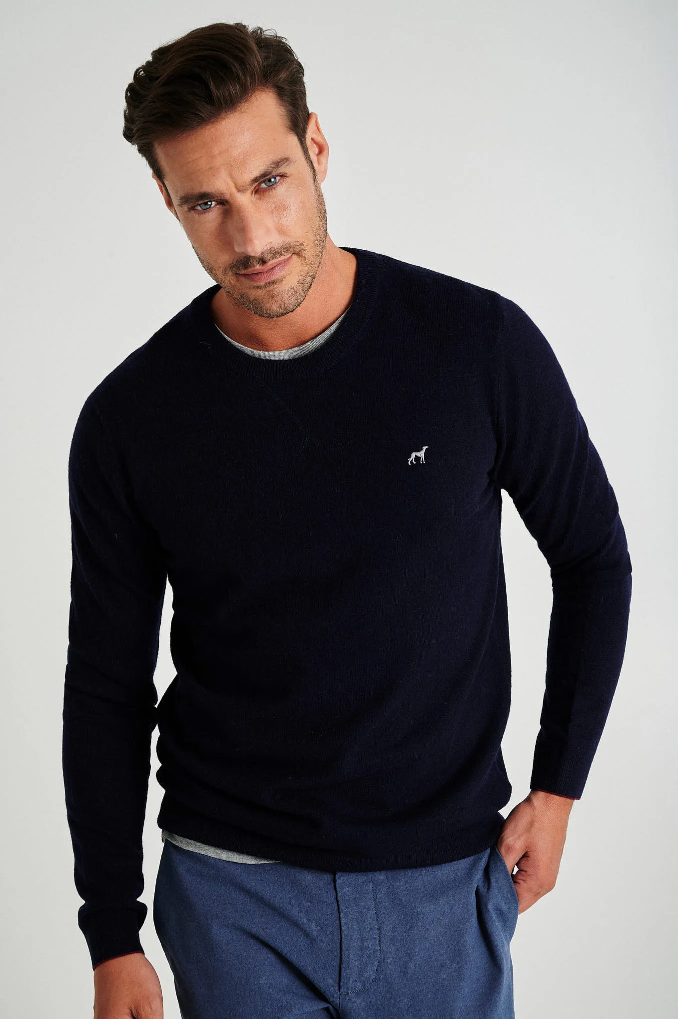 Men's lambswool blend crew neck sweater