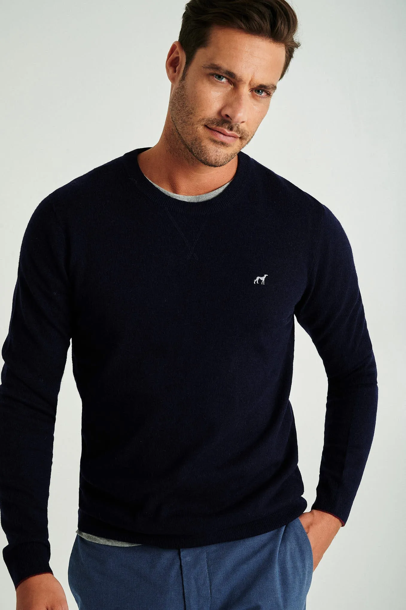 Men's lambswool blend crew neck sweater