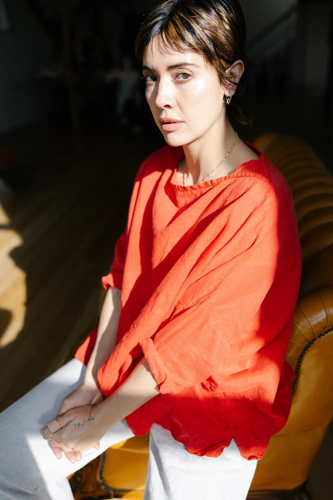 Metta - Sailor Boxy Top - Light Linen