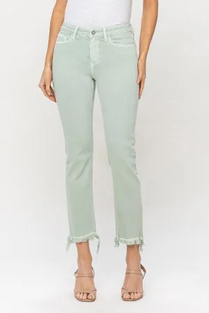 Mid Rise Crop Straight Jeans